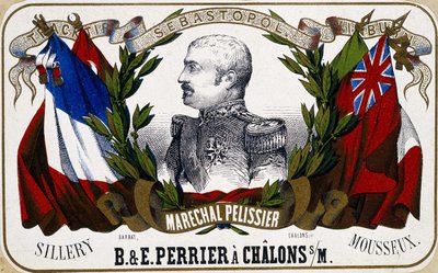 Portrait du Maréchal Pélissier sur une étiquette de champagne "B. & E. Perrier à Châlons sur Marne", sd. 19ème siècle - Unknown artist