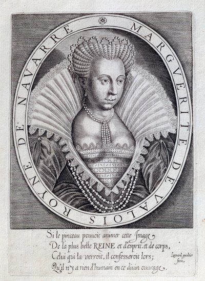 Portrait de Marguerite de Valois (1553 - 1615) connue sous le nom de Reine Margot. Gravure du 16e siècle. Pau, Musée du Château - Unknown artist