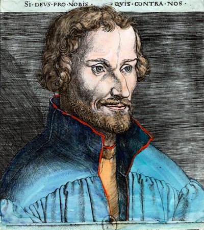 Portrait de Philippe Schwarzerd dit Melanchton (1497-1560), réformateur protestant allemand (luthérien). Gravure du 16e siècle - Unknown artist