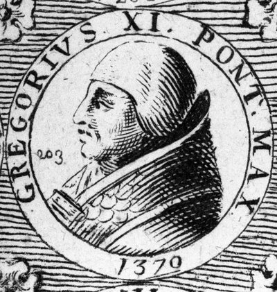 Portrait du pape Grégoire XI élu en 1370 et mort en 1378 - Unknown artist