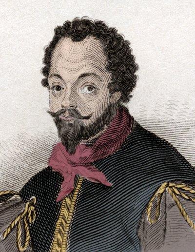 Portrait de Sir Francis Drake (1540-1596), corsaire et navigateur anglais (gravure du 19ème siècle) - Unknown artist