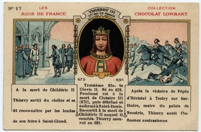 Portrait de Thierry III, roi des Francs de 673 à 691, début du XXe siècle (chromo) - Unknown Artist