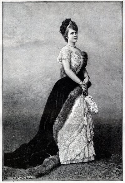 Portrait de la reine de Roumanie Elisabeth Pauline Ottilie Louise de Wied, connue sous le nom de Carmen Sylva (1843-1916), épouse du roi Charles Ier - Gravure de 1893 - Unknown artist
