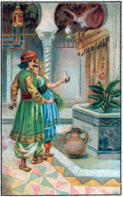 Prince Ahmed avec la fée. Histoire du Prince Ahmed et de la fée Paris-Banou. Conte des 1001 nuits. Chromolithographie de la fin du XIXe siècle. - Unknown artist