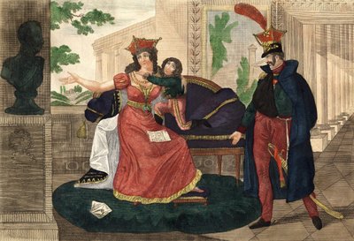 La princesse Poniatowski apprenant la mort de son mari - Gravure de l