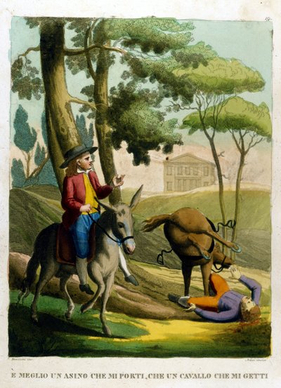 Proverbe : Mieux vaut être porté par un âne que jeté par un cheval. - Unknown artist