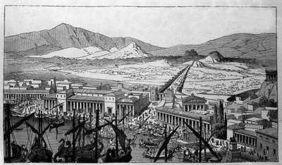 Reconstitution du port du Pirée en Grèce à l
