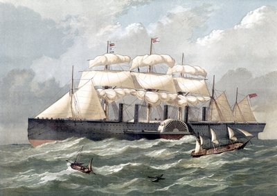 Représentation du navire britannique Great Eastern, premier paquebot géant, inauguré en 1858 conçu par Isambard Kingdom Brunel - Unknown artist