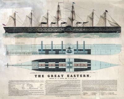 Représentation du navire britannique Great Eastern, premier paquebot géant, inauguré en 1858 conçu par Isambard Kingdom Brunel - Unknown artist