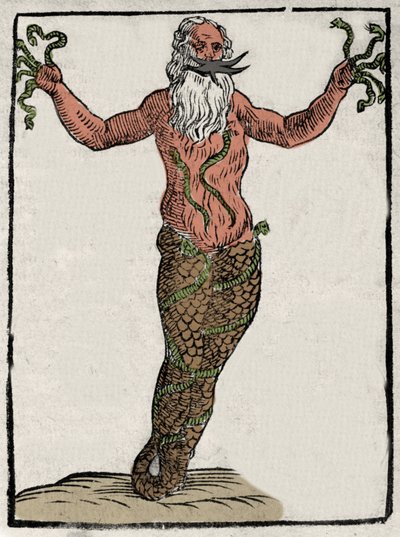 Représentation de la divinité grecque Typhon (ou Typhee). Gravure de « Mythologiae sive explicationes fabularum » de Natalis Comitis. 1637 - Unknown artist