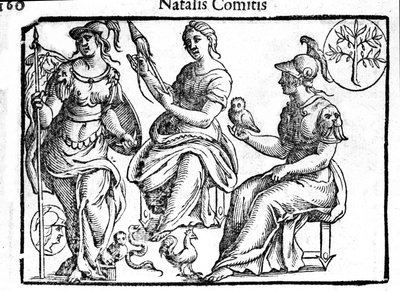 Représentation de la divinité Athéna. Gravure de « Mythologiae sive explicationes fabularum » de Natalis Comitis. 1637 - Unknown artist