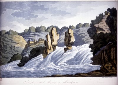 Chute du Rhin à Laufen, Allemagne. Gravure du début du XIXe siècle - Unknown artist