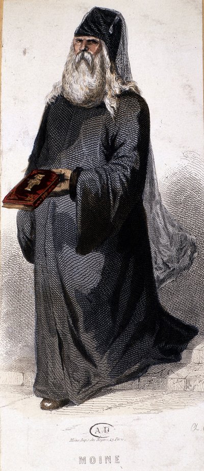 Moine orthodoxe russe. Gravure - Unknown artist