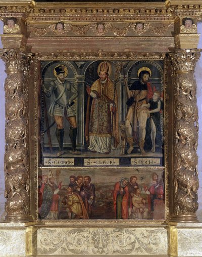 Autel de Saint Clair ou Saint Roch : St Roch et le Bouton de la Peste et Saint Georges à la mode de Henri III - Église Notre-Dame de l