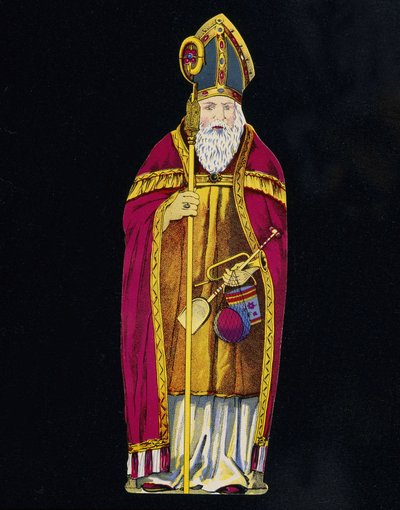 Saint Nicolas avec des jouets en main. Carton du 19ème siècle - Unknown artist