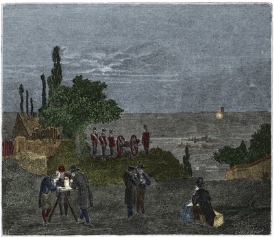 Expérience scientifique : le calcul de la vitesse du son, par Humboldt, Louis-Joseph Gay-Lussac, Bouvard, Prony et Mathieu - Unknown artist