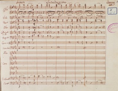 Page de partition pour Idoménée, roi de Crète, opéra de Mozart, version Lichtenthal (1843) - Unknown artist