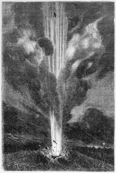Obus lancés sur la lune - dans « De la Terre à la Lune » de Jules Verne - Unknown artist
