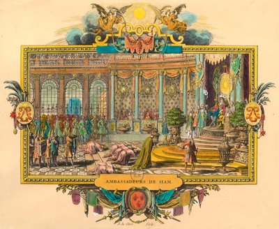 Ambassadeurs siamois à la cour du roi Louis XIV en 1686. Gravure. Collection privée - Unknown artist