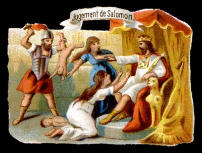 Le jugement de Salomon avec la mère se sacrifiant pour sauver son enfant. Chromolithographie du XIXe siècle - Unknown artist
