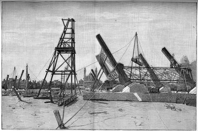 État du chantier de la tour Eiffel en 1887. - Unknown artist