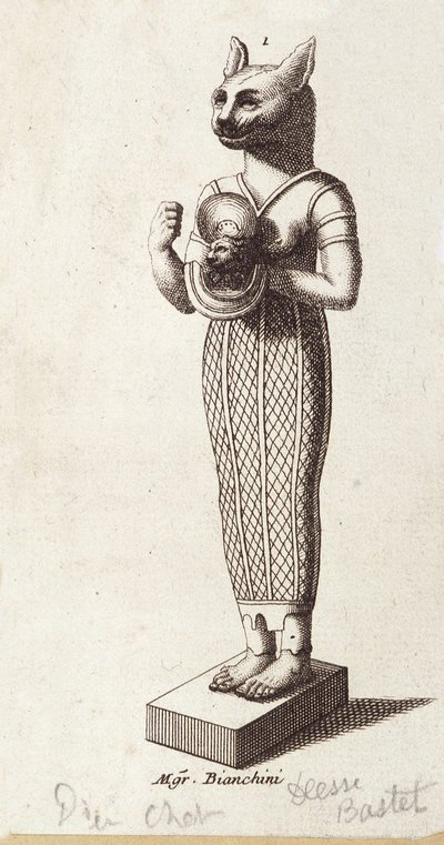 Statue de la Déesse de la Danse, Bastet à tête de chat (Égypte ancienne). déesse dans la religion égyptienne antique - Unknown artist