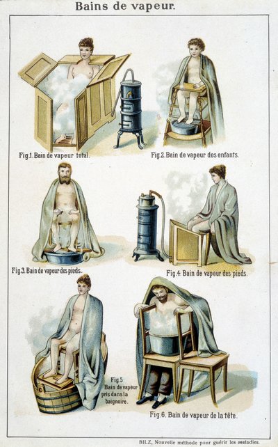 Bains de vapeur - dans « Bilz, Médication naturelle », fin du 19e siècle - Unknown artist
