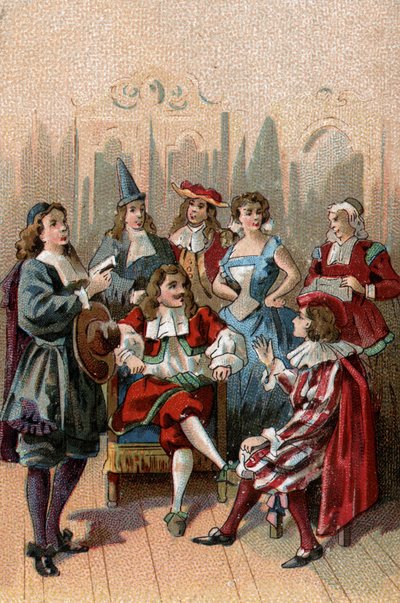 LE THÉÂTRE AU COURS DES ÂGES : Jean Baptiste Poquelin, dit Molière (1622-1673) et sa troupe. - Unknown Artist