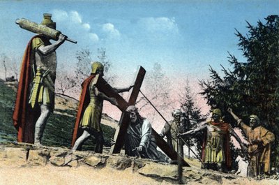 Le Calvaire de Lourdes (Chemin de Croix) (porter la Croix) : IIIème station - Jésus tombe sous le poids de sa Croix. - Unknown Artist