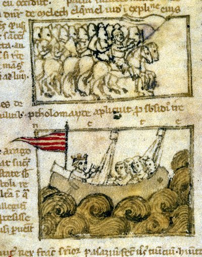 Les Croisés en route pour la Terre Sainte. De « Peregrinationem in Terram Sanctam ». Manuscrit du XIIe siècle. Biblioteca Marciana, Venise. - Unknown artist