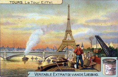 La tour Eiffel vue de la Seine à Paris le soir - Unknown artist