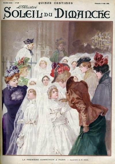 La Première Communion à Paris. Gravure dans « Le soleil-du-dimanche » - Unknown artist