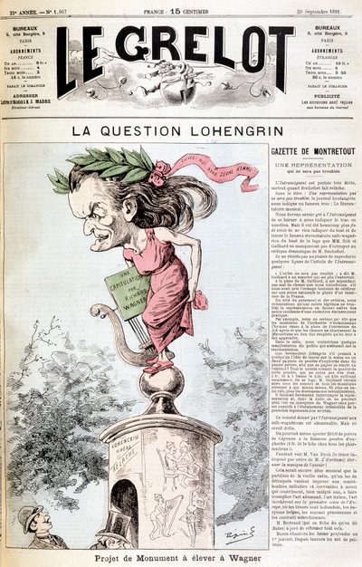 La question Lohengrin : Projet de monument à élever à Wagner - dans « Le Grelot » du 20/09/1891 - Unknown artist