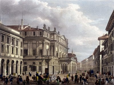 Le Teatro alla Scala à Milan au début du 19ème siècle. Gravure de l