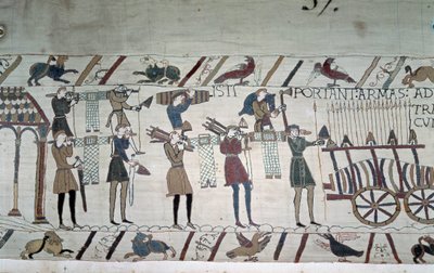 La bataille entre les fantassins anglais (troupes de Harold) et les Normands à cheval (troupes de Guillaume) - Tapisserie de Bayeux, dite Broderie de la reine Mathilde - Unknown artist