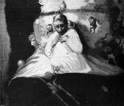 La peur des fantômes (un homme au lit pense être attaqué par des créatures imaginaires). - Unknown artist