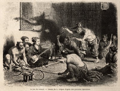 Le jeu du renard, se pratique accompagné de chants et de battements de mains, sorte de jeu de mourir, où chaque joueur doit mimer une figure avec ses mains, le perdant est condamné à boire une coupe d