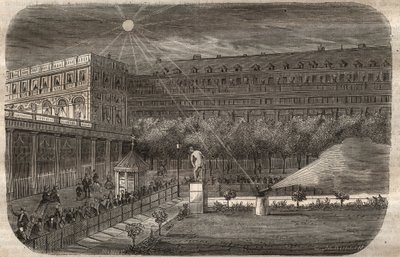 Le canon de midi (canon solaire) au Palais Royal à Paris. Gravure de 1857 dans « Le Musée des Sciences » - Unknown artist