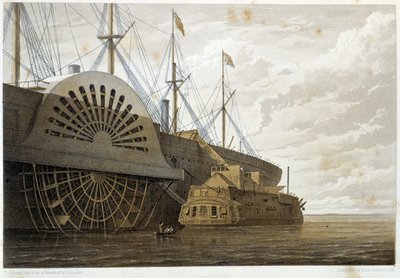 La vieille frégate avec sa cargaison de câble à côté du « Great Eastern » à Sheerness - dans « Le télégraphe atlantique » par W. H. Russel, ca. 1860 - Unknown artist