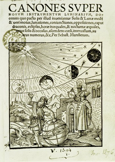 Les mouvements du soleil et de la lune observés par les astronomes - frontispice du livre «Super Canones» - Unknown artist