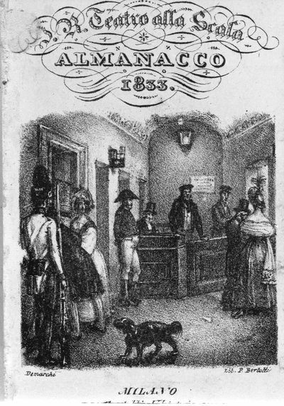 La billetterie du teatro alla Scala, almanach de 1833. - Unknown artist