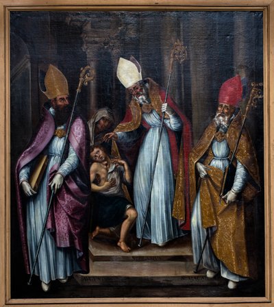 Trois évêques guérissent un possédé - Unknown Artist
