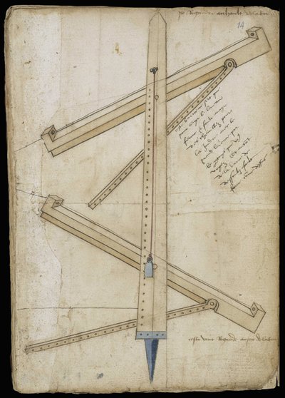 Machine de mesure de tour - Manuscrit : feuille de parchemin d