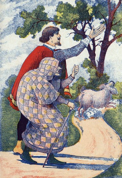 La truite changée en truie. Illustration anonyme pour le conte « L