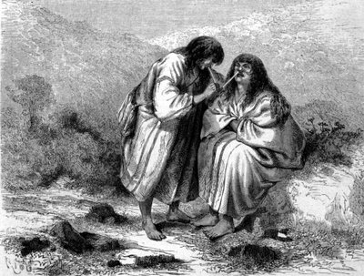 Deux indios du Pérou prenant du tabac. Gravure du XIXe siècle. - Unknown artist