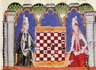 Deux femmes jouant aux échecs (miniature) - Unknown artist