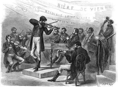Exposition universelle : musiciens tziganes de la section autrichienne. Gravure dans "L