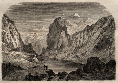 Vue du pays de Davos en Suisse au XIXe siècle - gravure dans « Dictionnaire populaire illustré » - 1864 - par Joseph Decembre et Edmond Allonier - Unknown artist