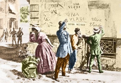 Viva Verdi : Inscriptions enthousiastes pour Giuseppe Verdi à Naples (royaume des Deux-Siciles) sous l