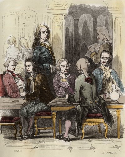Voltaire au café Procope à Paris - Unknown artist